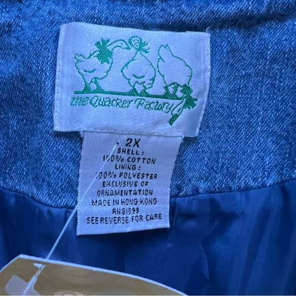 NWT Quacker Factory Rhinestone Embellished Lined Denim Jean Jacket size 2X - Picture 3 of 8